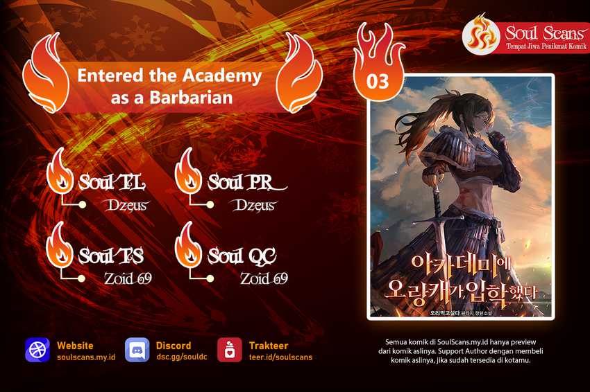 Entered the Academy as a Barbarian Chapter 3 halaman 1