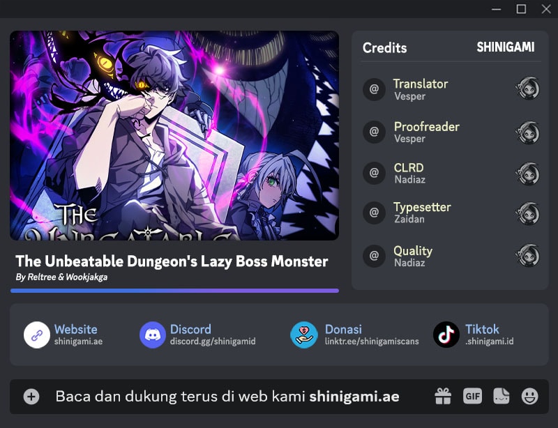 The Unbeatable Dungeon’s Lazy Boss Monster Chapter 77 halaman 1